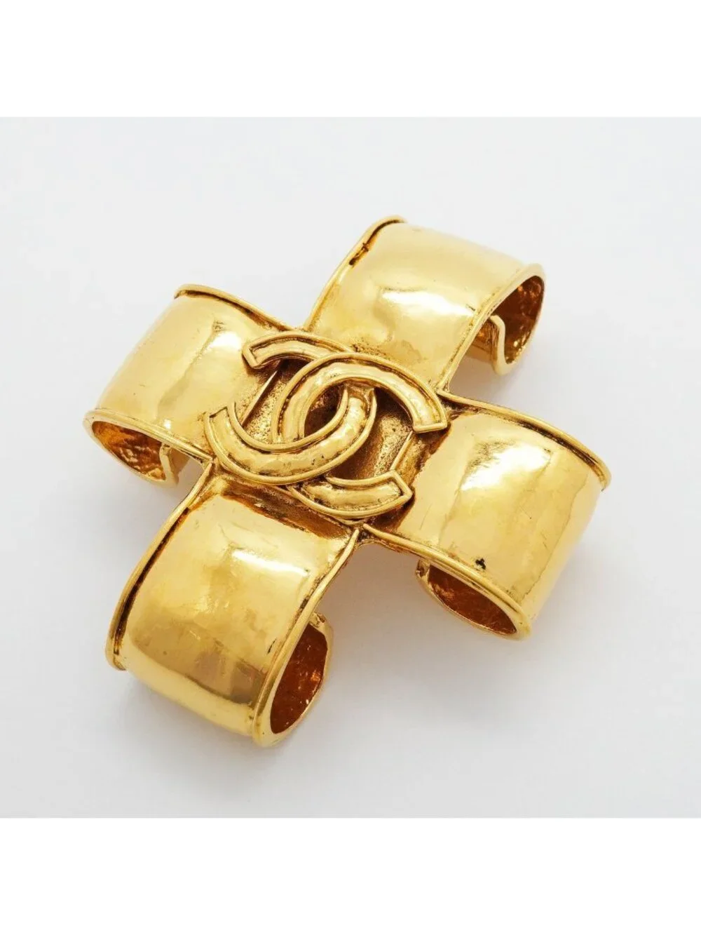 Chanel Brooch Vintage CC Logo Gold Plated